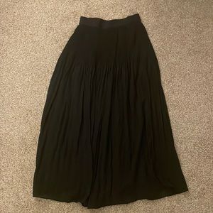 Black Pleated Midi Skirt